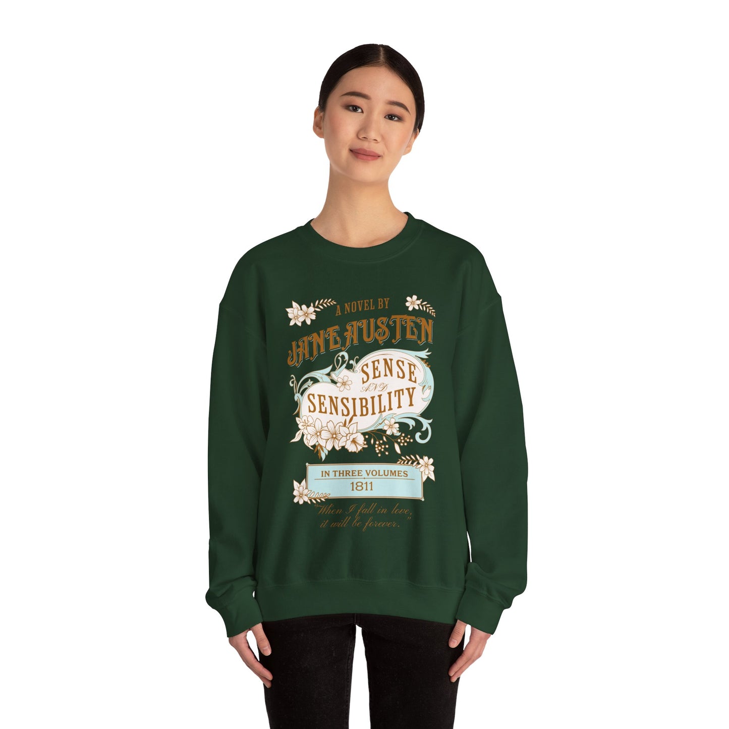 Jane Austen Sweatshirt, Sense & Sensibility Historical Romance Sweater, Bookish Literary Jane Austen Fan Art Gift, Gift for Her, Readers, Sweatshirt Printify