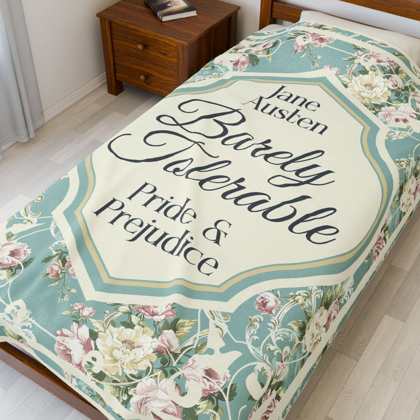 Jane Austen Quote Cozy Literary Velveteen Blanket - Perfect for Book Lovers, Gifts for Sisters, Home Decor, Reading Nook, Cozy Nights All Over Prints Printify