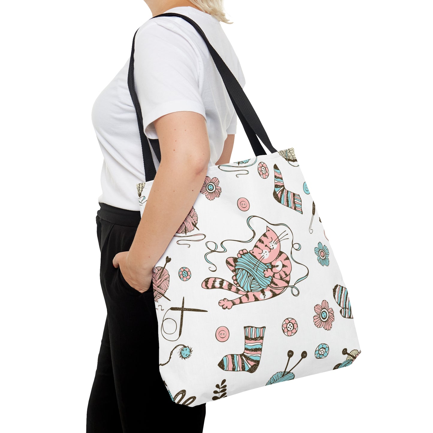 Craft, Crochet or Knitting Tote Bag, Yarn Storage Shoulder Bags, Gift for Knitter, Crafter, Grocery Shopping, School, Resusable, Travel Bag Bags Printify