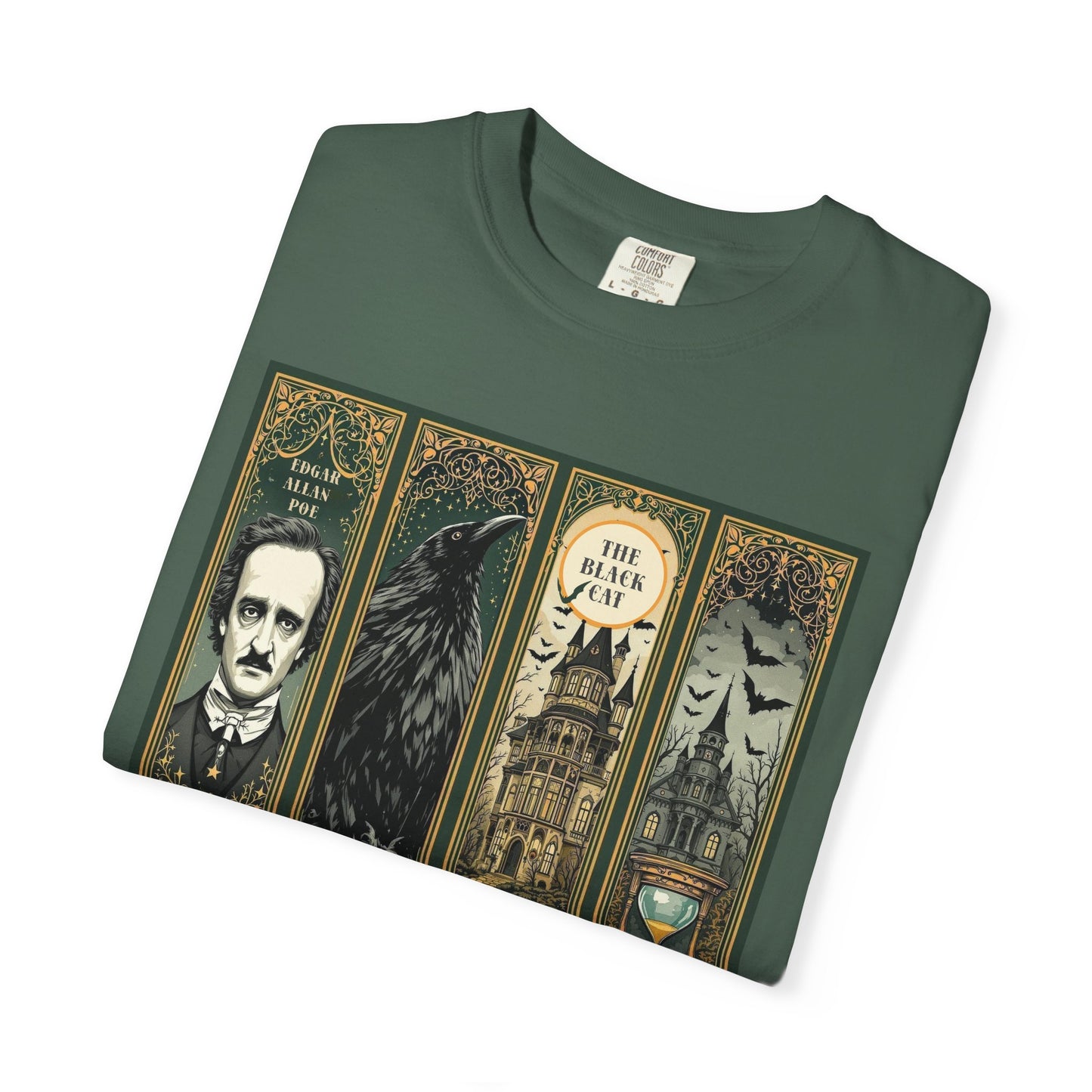 Edgar Allan Poe T-Shirt Gothic Graphic Tee The Raven Nevermore Quote Horror Literature Shirt Dark Academia Aesthetic Halloween Party Gift