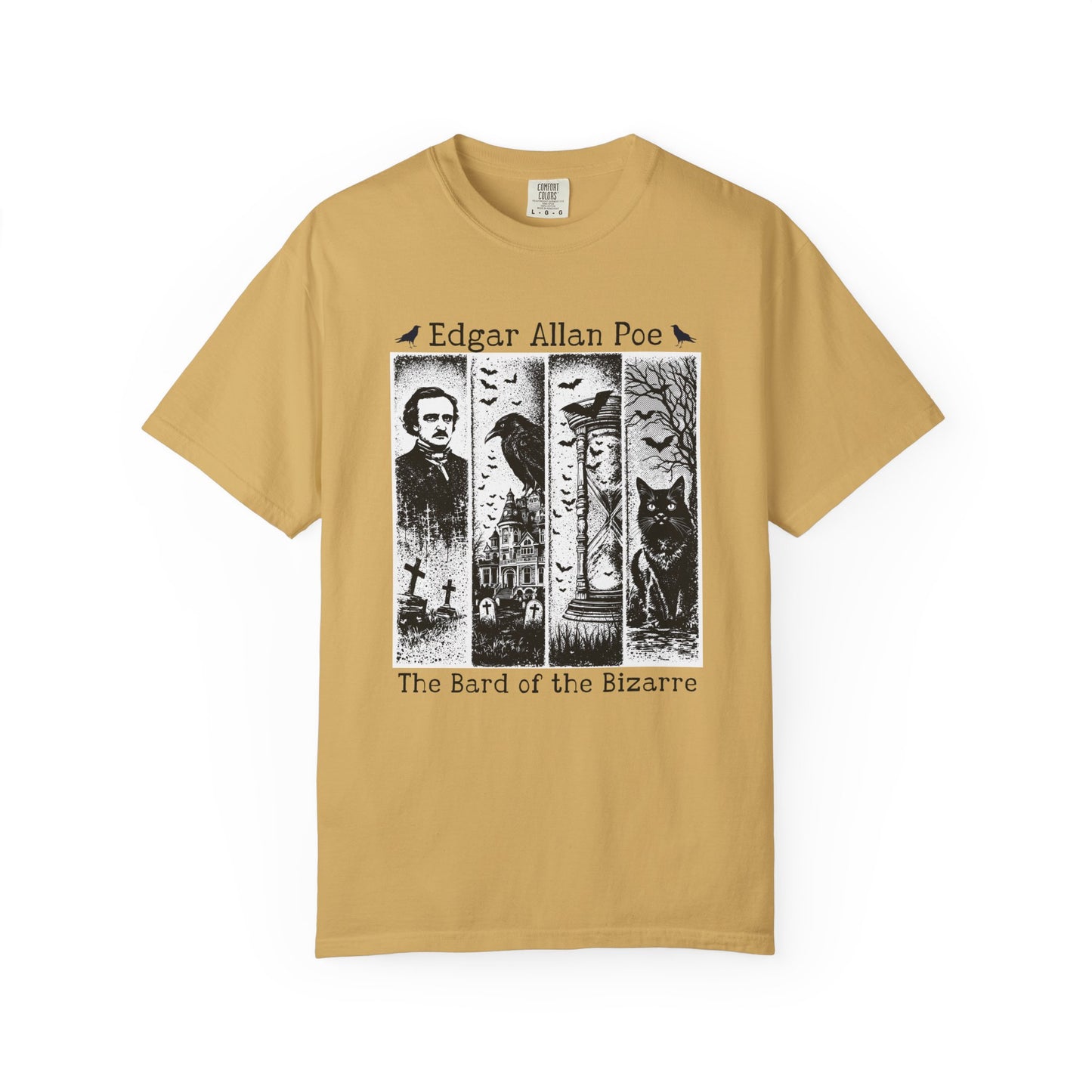 Edgar Allan Poe T-Shirt Gothic Graphic Tee The Raven Nevermore Quote Horror Literature Shirt Dark Academia Aesthetic Halloween Party Gift T-Shirt Printify Mustard S