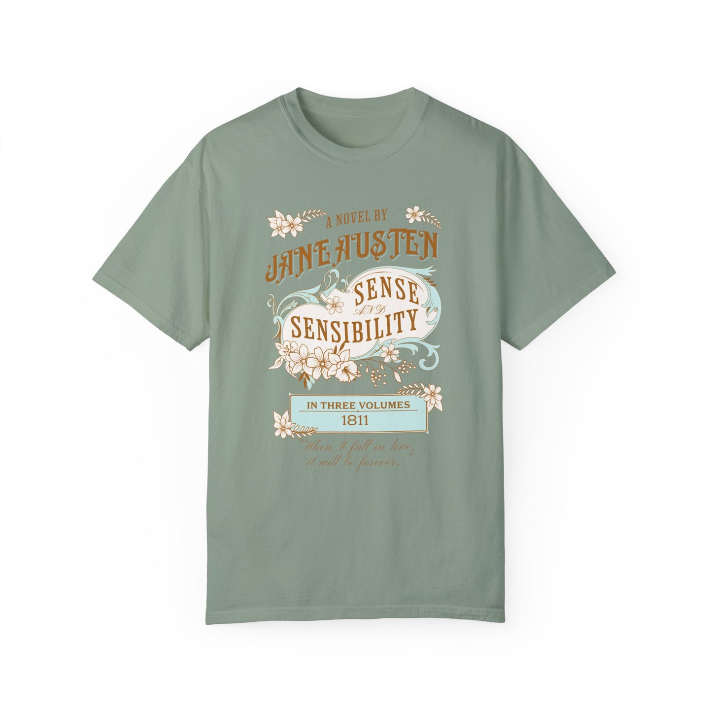 Jane Austen T-Shirt, Sense & Sensibility Historical Romance Comfort Colors Tee, Bookish Literary Jane Austen Fan Art Gift for Her, Readers, T-Shirt Printify Bay S