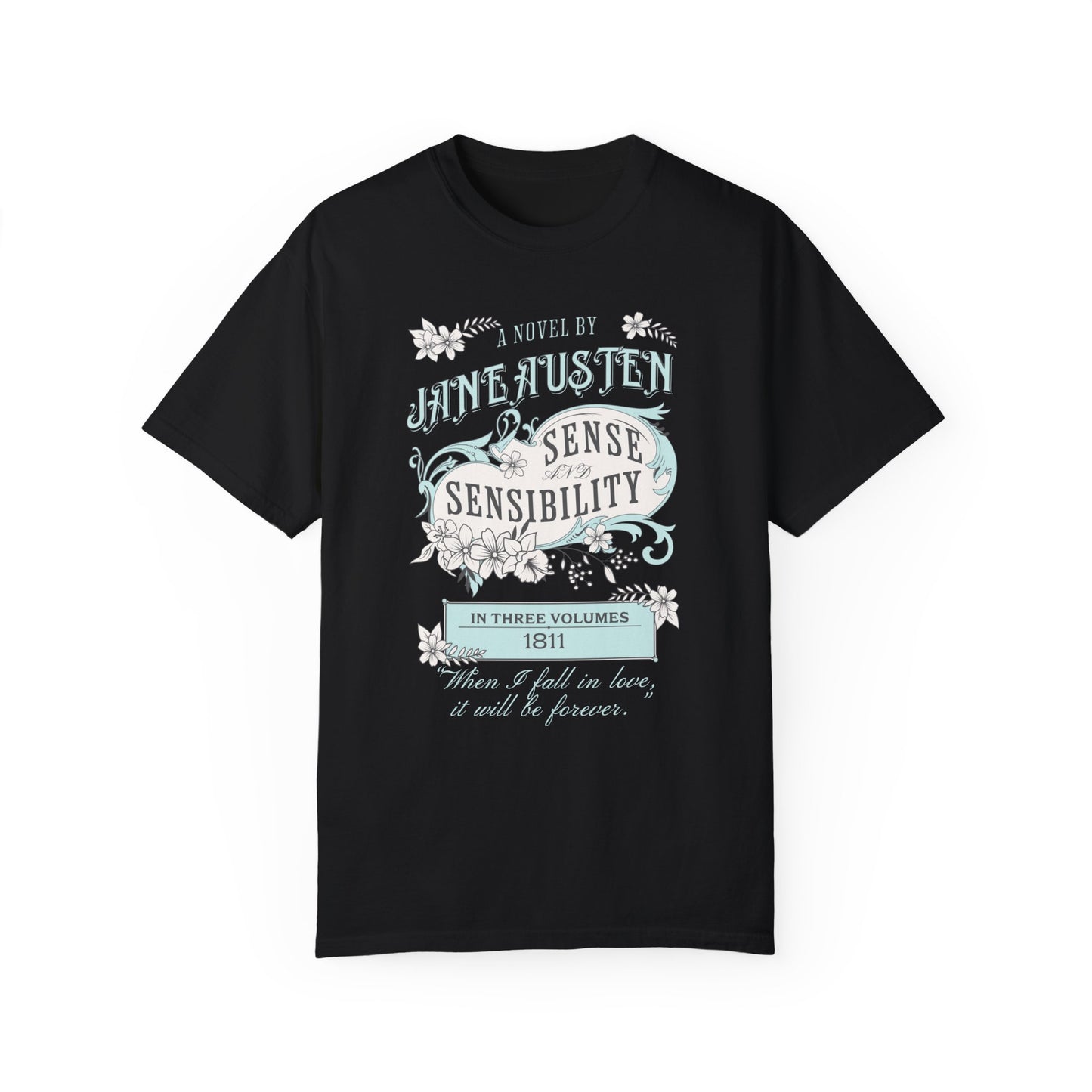 Sense and Sensibility Jane Austen Fan Gift Historical Romance Reader Tee T-Shirt Printify Black S