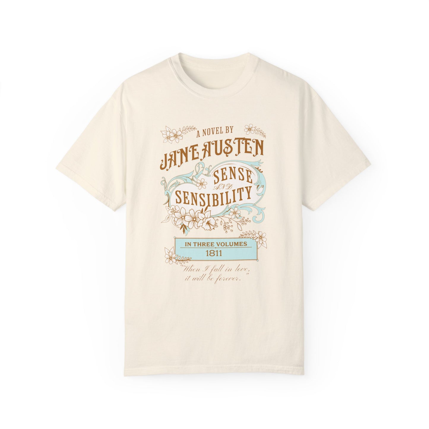 Jane Austen T-Shirt, Sense & Sensibility Historical Romance Comfort Colors Tee, Bookish Literary Jane Austen Fan Art Gift for Her, Readers, T-Shirt Printify Ivory S