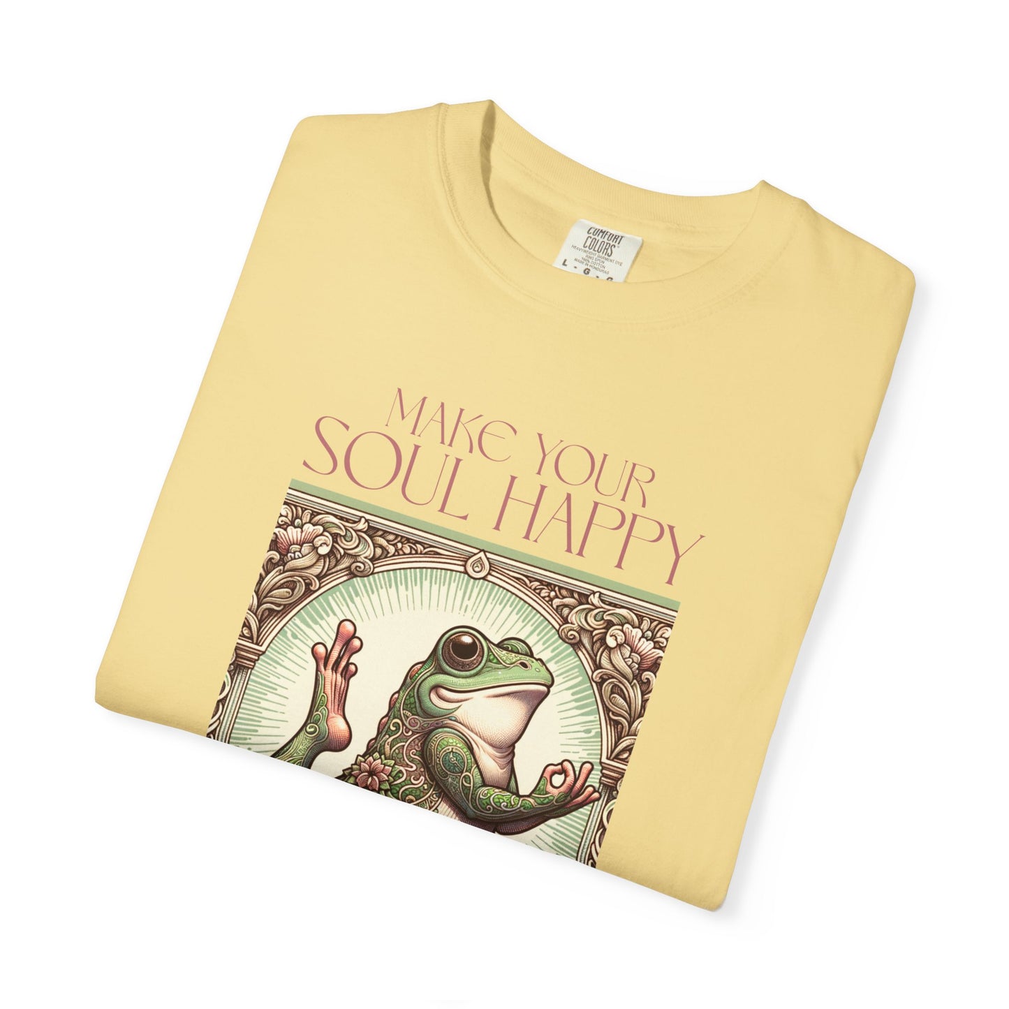 Yoga Frog Make Your Soul Happy Pink Unisex T-Shirt, Casual Wear, Highlander Fan Gift, Comfortable Graphic Tee T-Shirt Printify