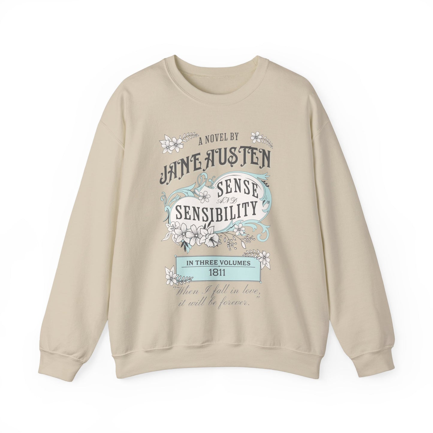 Jane Austen Sweatshirt, Sense & Sensibility Historical Romance Sweater, Bookish Literary Jane Austen Fan Art Gift, Gift for Her, Readers, Sweatshirt Printify S Sand