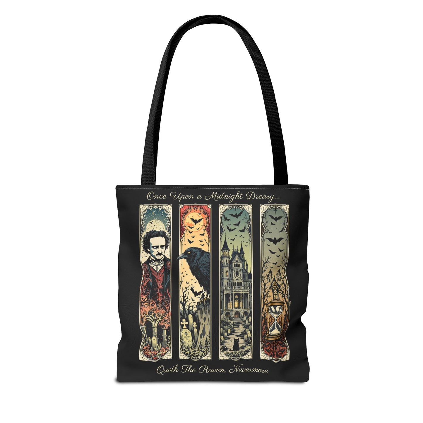 Edgar Allan Poe Tote Bag Gothic Literary Gift for Book Lover Dark Academia Macabre Accessory Halloween Tote Fall School Bag for Poetember Bags Printify