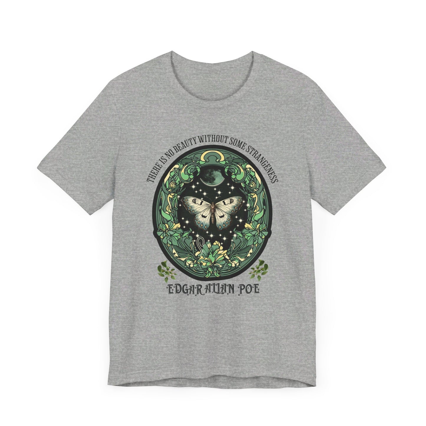 Edgar Allan Poe, Fairycore Night Garden T-Shirt, Book Lover Tee, Haunting Gothic Gift, Light, Dark Academia, Literary Poetry Bookclub Shirt T-Shirt Printify