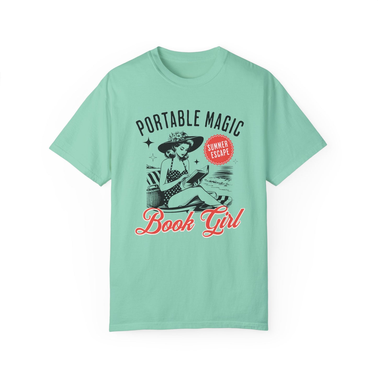 Portable Magic Book TShirt Retro Book Girl Summer Shirt Reader Lover Beach Bookish Gift For Vacation Romance Fantasy Reader Book Club Gifts T-Shirt Printify