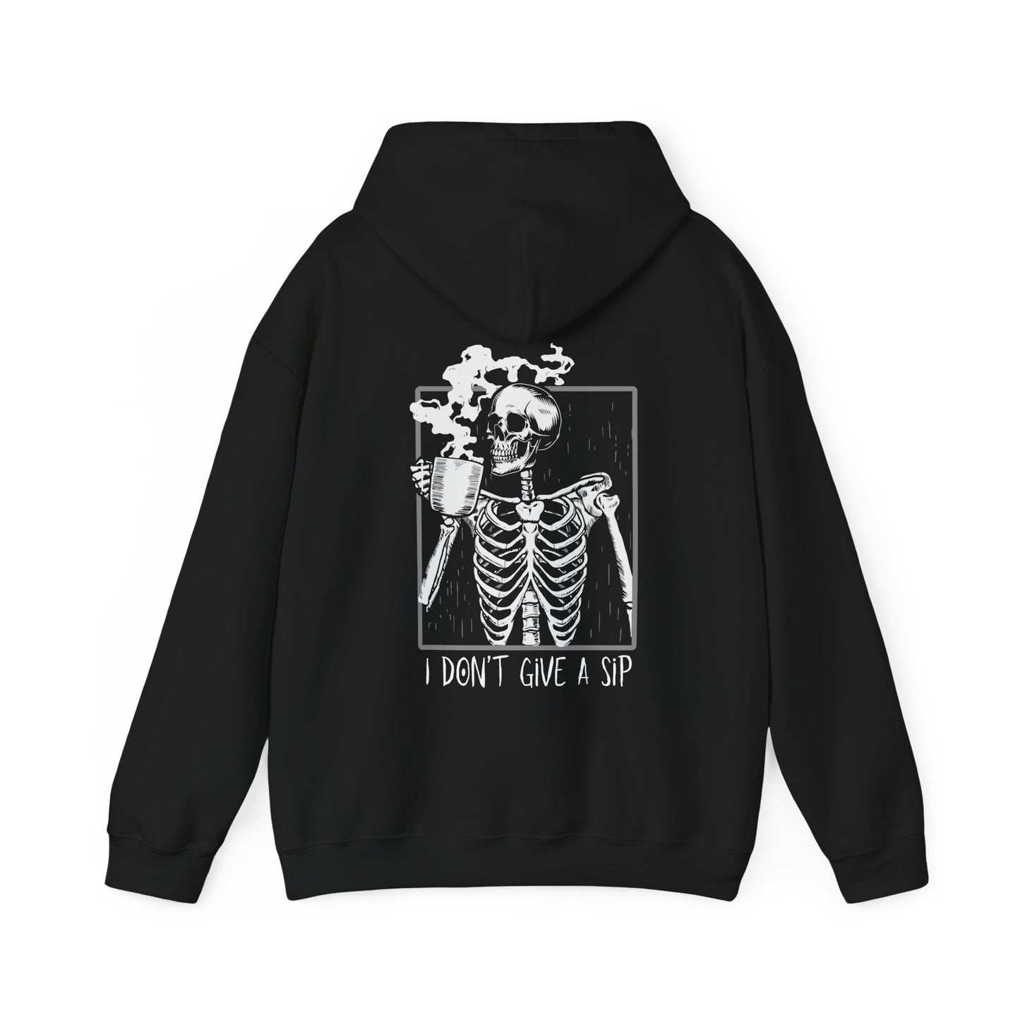 Halloween Skeleton Hoodie, Funny Coffee Drinking Skeleton, Spooky Season Sweater, Trick or Treating Shirt, Warm Halloween Party Hoodie Hoodie Printify