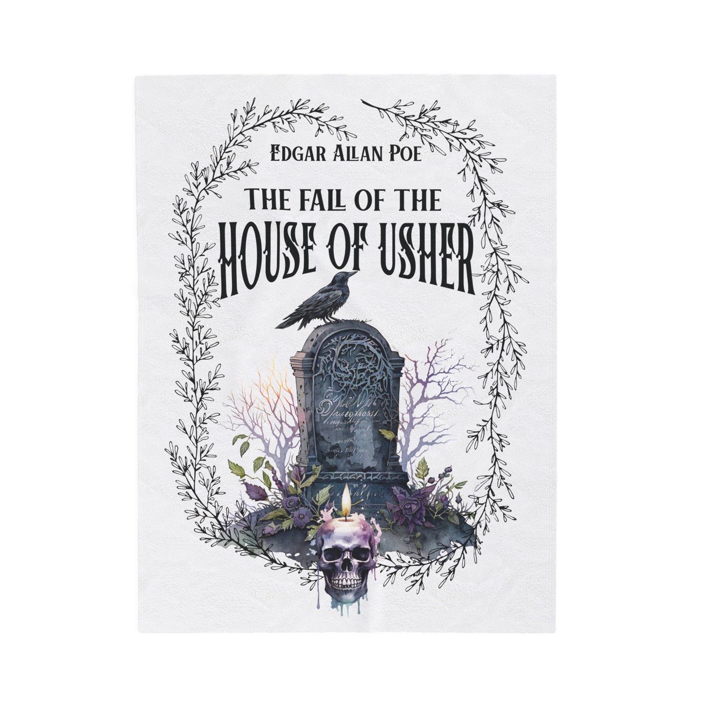 Edgar Allan Poe, The Fall Of The House Of Usher Throw Blanket, Book Lover Reading Blanket, Gothic Dark Academia, Horror Movie Watching Plush All Over Prints Printify 30" × 40"