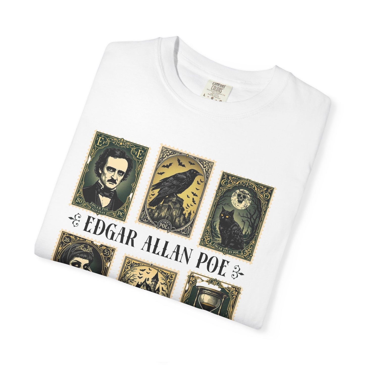 Edgar Allan Poe T-Shirt Gothic Graphic Tee The Raven Nevermore Quote Horror Literature Shirt Dark Academia Aesthetic Halloween Party Gift T-Shirt Printify