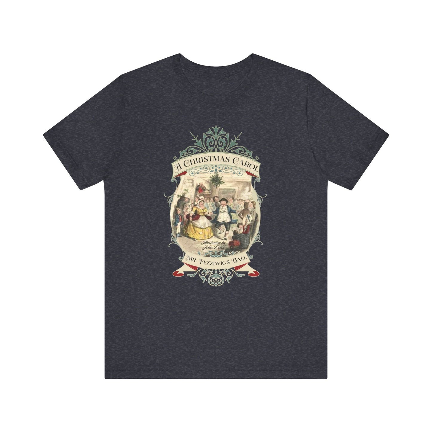 A Christmas Carol TShirt, Vintage Charles Dickens Victorian, Scrooge Fezziwig's Ball, Holiday Tradition X-Mas Movie T-shirt Bookish Christmas T-Shirt Printify Heather Navy XS