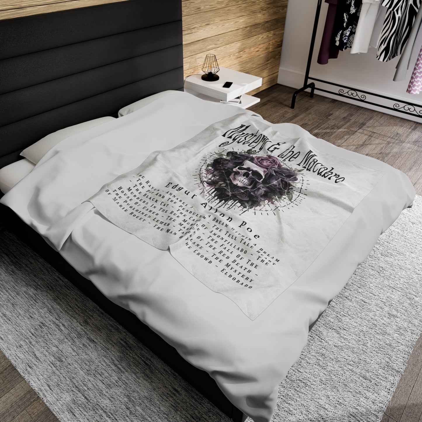 Edgar Allan Poe, Mystery & The Macbre Throw Blanket, Book Lover Reading Blanket, Gothic, Light, Dark Academia, Horror Movie Watching Blanket All Over Prints Printify
