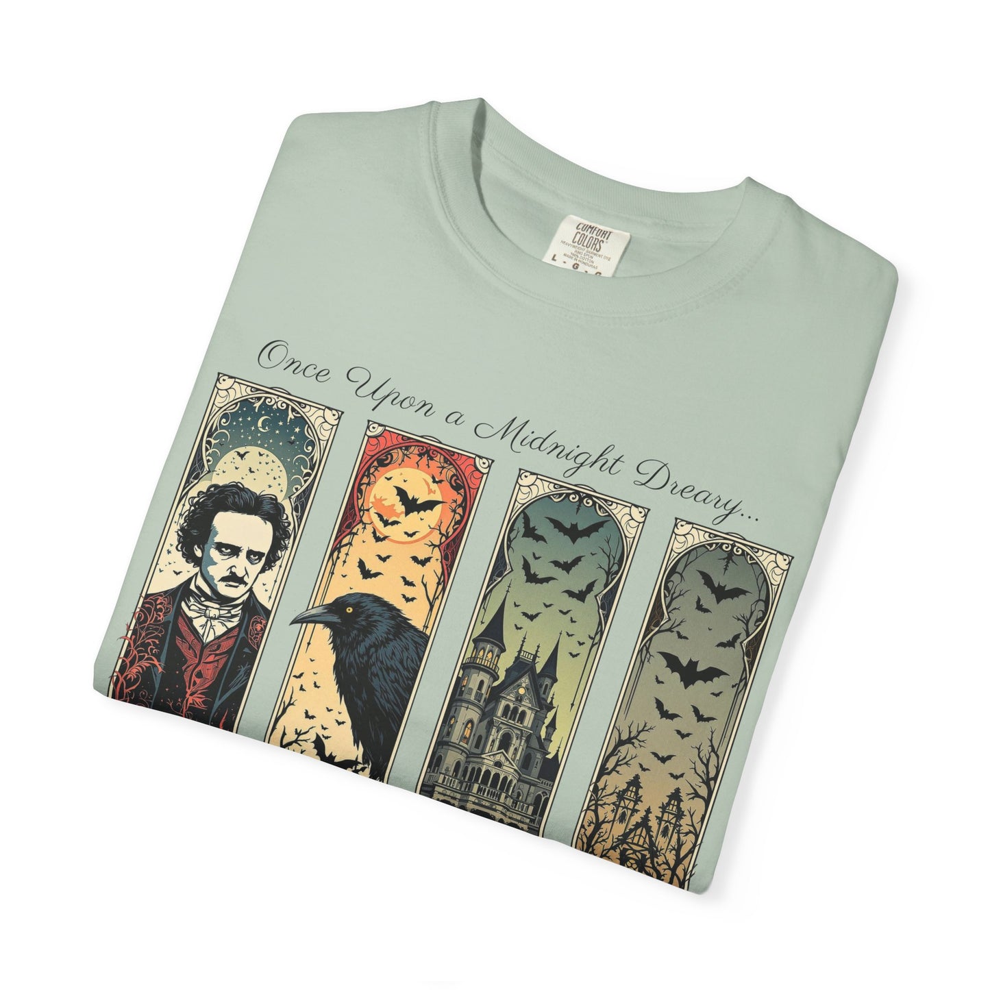 Edgar Allan Poe T-Shirt Gothic Graphic Tee The Raven Nevermore Quote Horror Literature Shirt Dark Academia Aesthetic Halloween Party Gift