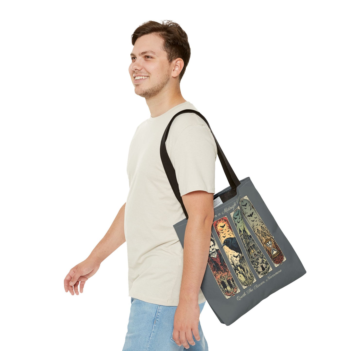 Edgar Allan Poe Tote Bag Gothic Literary Gift for Book Lover Dark Academia Macabre Accessory Halloween Tote Fall School Bag for Poetember Bags Printify