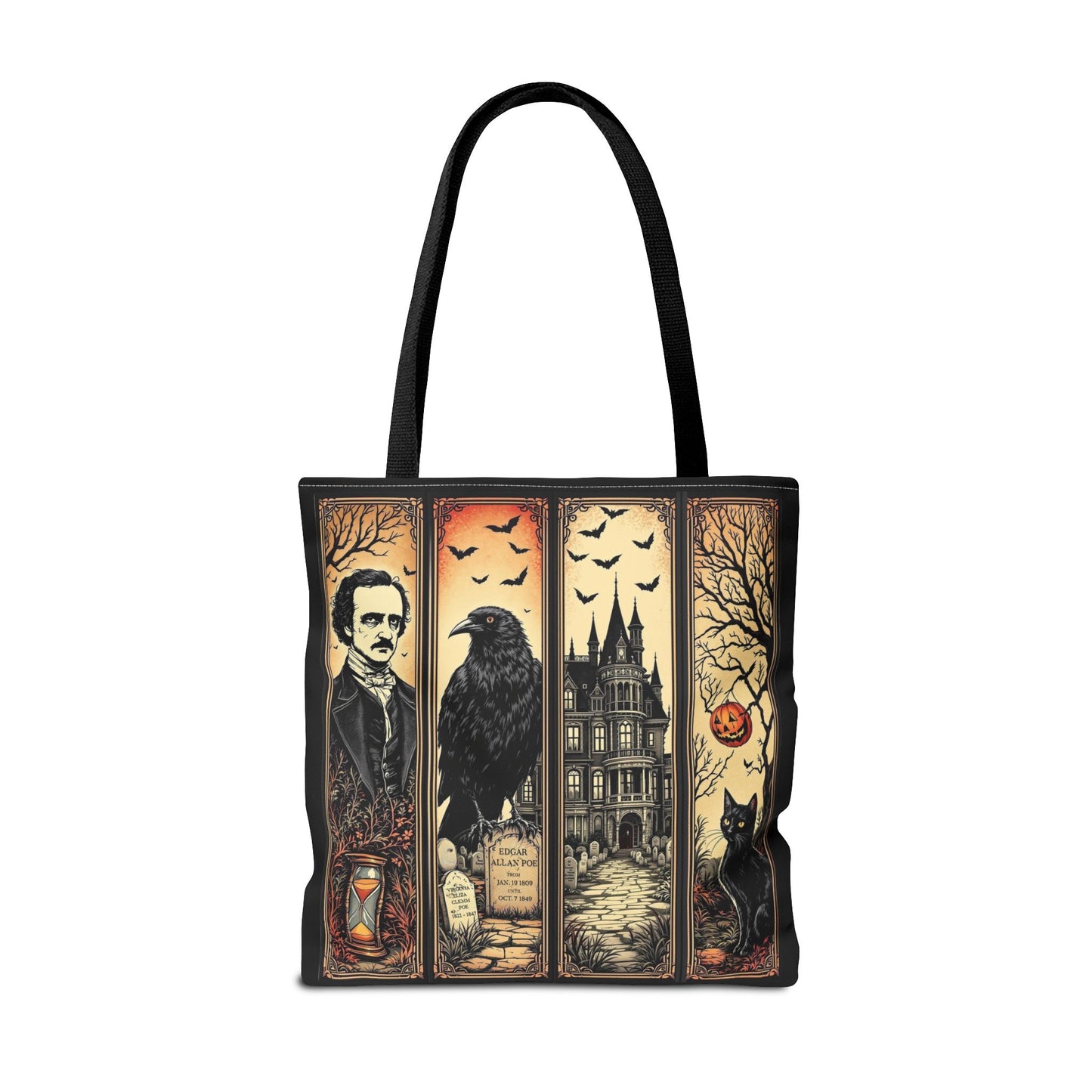 Edgar Allan Poe Tote Bag Gothic Literary Gift for Book Lover Dark Academia Macabre Accessory Halloween Tote Fall School Bag for Poetember Bags Printify