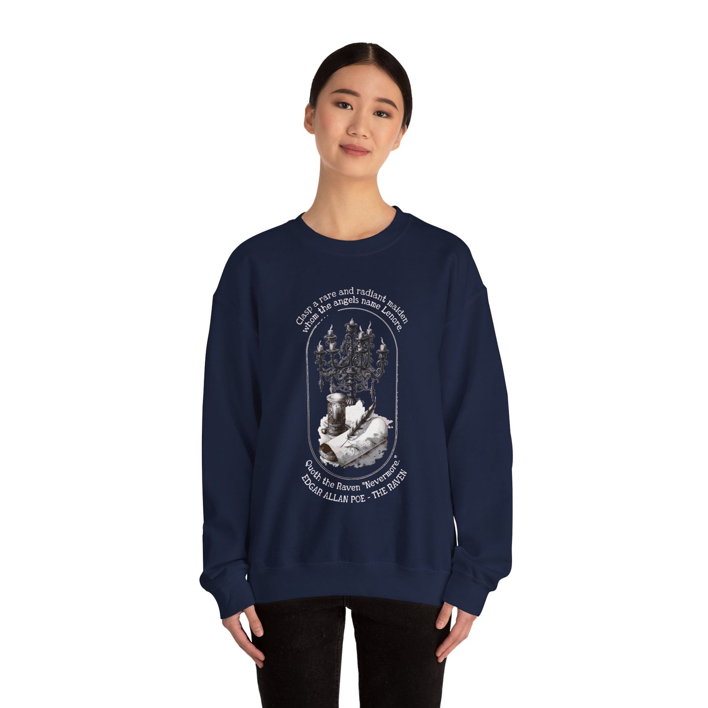 Edgar Allan Poe, Nevermore The Raven Sweatshirt, Book Lover, Halloween, Haunting Gothic Gift, Light, Dark Academia, Horror Movie Sweater Sweatshirt Printify