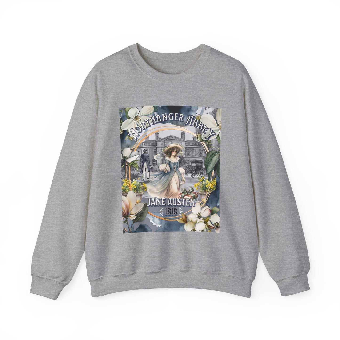 Jane Austen Sweatshirt, Northanger Abbey Historical Romance Sweater, Bookish Literary Jane Austen Fan Art Gift, Gift for Her, Bookclub Shirt Sweatshirt Printify S Sport Grey