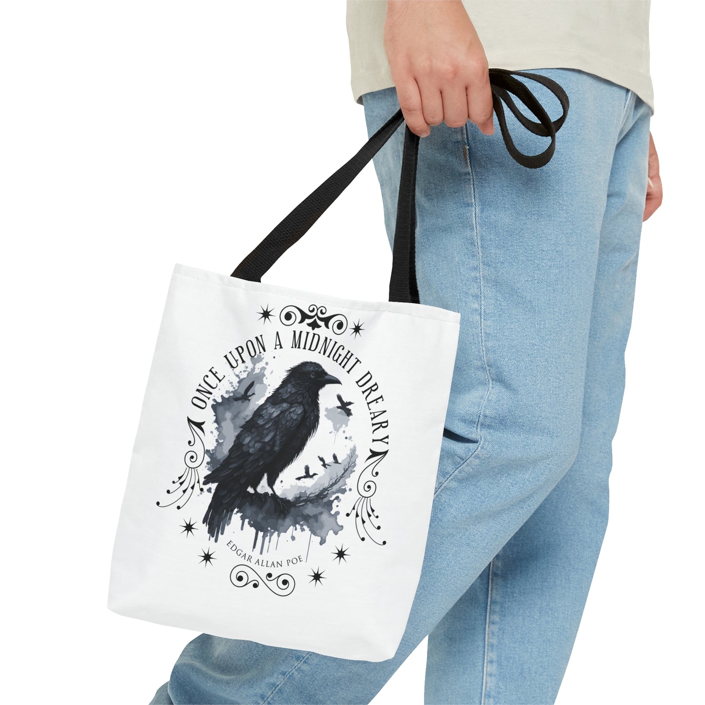 Edgar Allan Poe Tote Bag, The Raven Vintage Poetry Lover Shoulder Bag, Dark Academia, Literary, Bookish, Bookclub Gift, Fall Autumn Gift Bags Printify