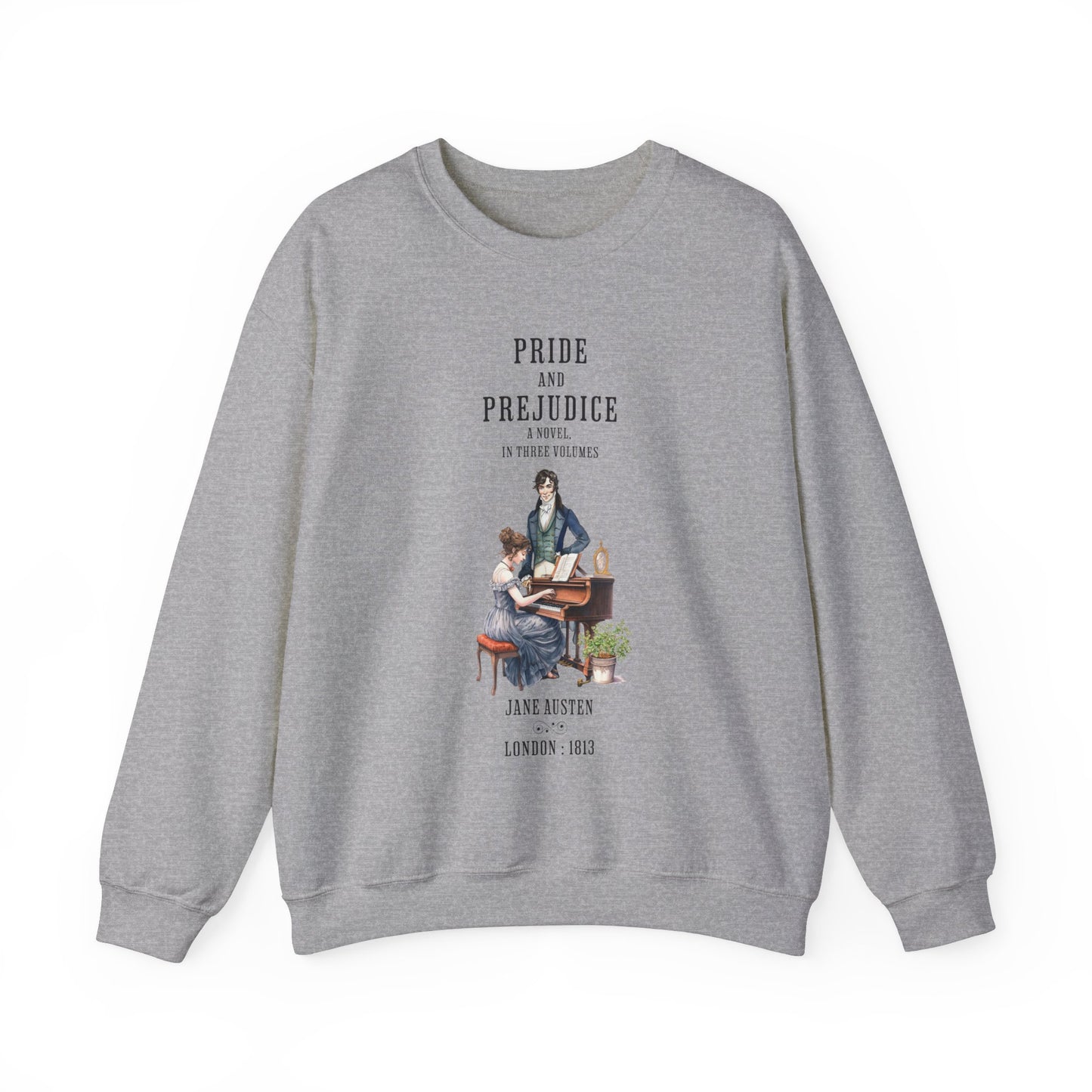 Jane Austen Sweatshirt, Pride & Prejudice Historical Romance Sweater, Bookish Literary Jane Austen Fan Art Gift for Her, Bookclub Shirt Sweatshirt Printify S Sport Grey