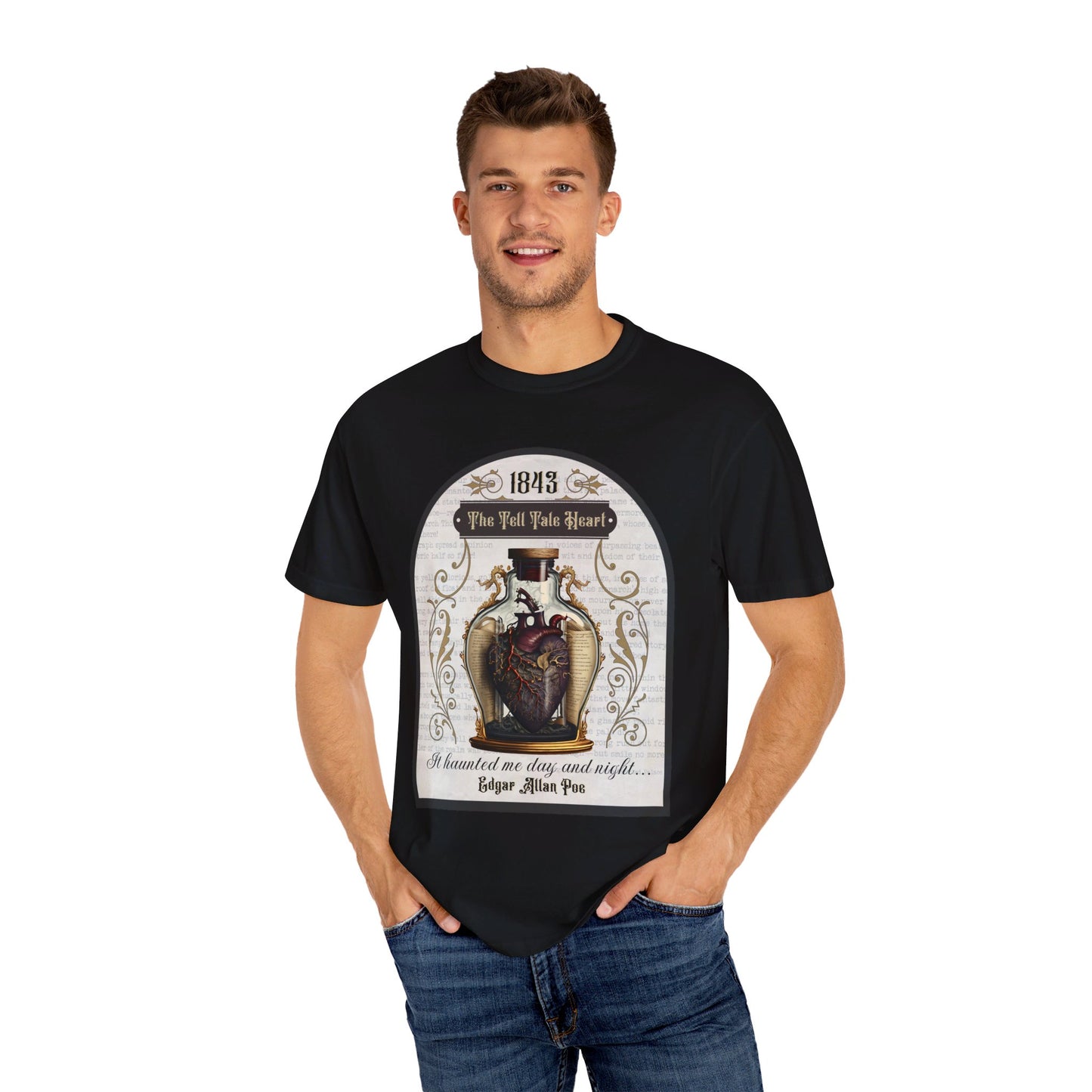 Edgar Allan Poe Shirt, The Tell Tale Heart Tee, Book, Reading Lover Shirt, Halloween, Gothic, Light Academia Gifts, Comfort Colours TShirt T-Shirt Printify