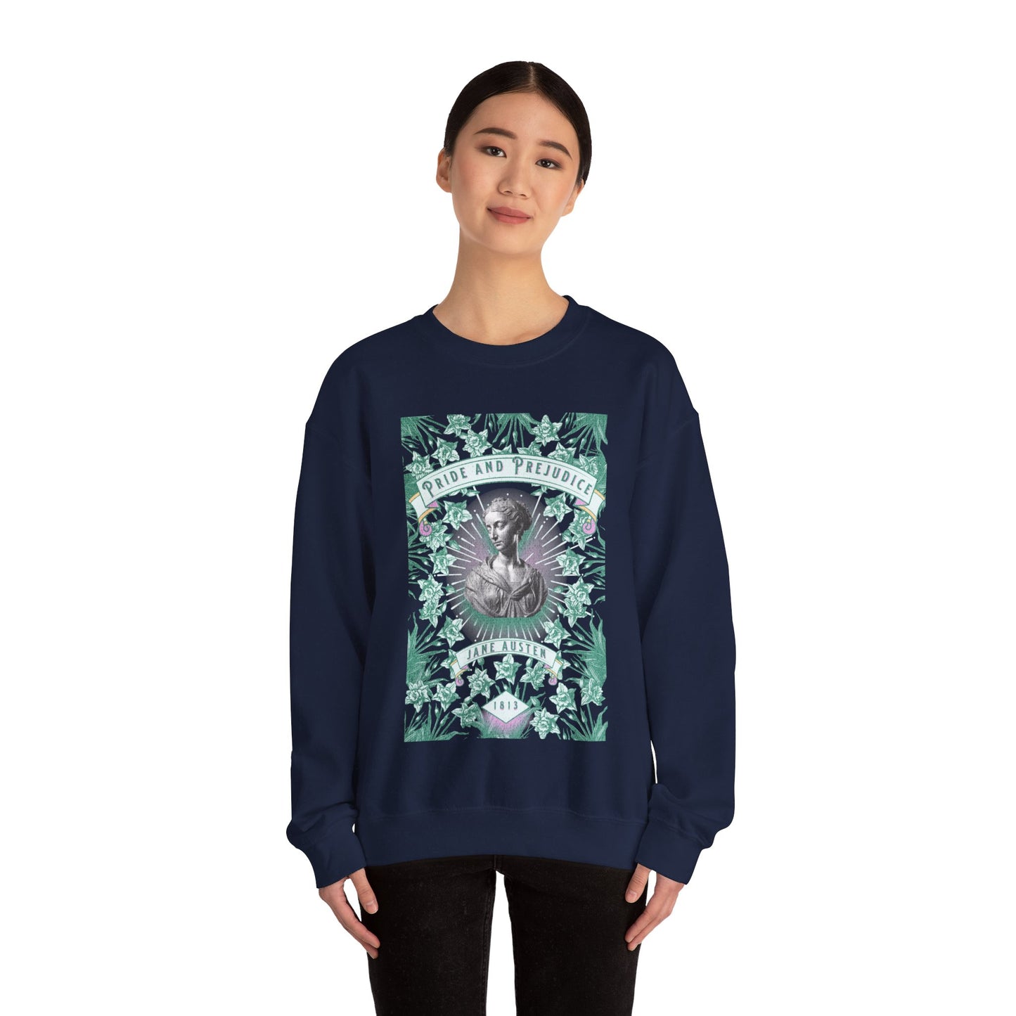 Jane Austen Sweatshirt, Pride & Prejudice Historical Romance Sweater, Bookish Literary Jane Austen Fan Art Gift, Gift for Her, Readers, Sweatshirt Printify