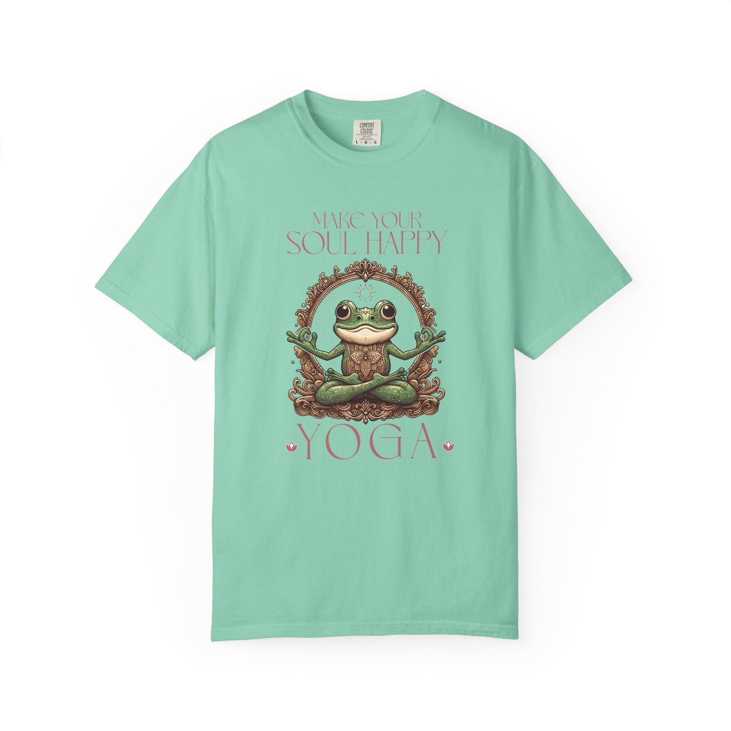 Pink Yoga Frog Make Your Soul Happy Unisex T-Shirt, Casual Wear, Highlander Fan Gift, T-Shirt Printify Island Reef S