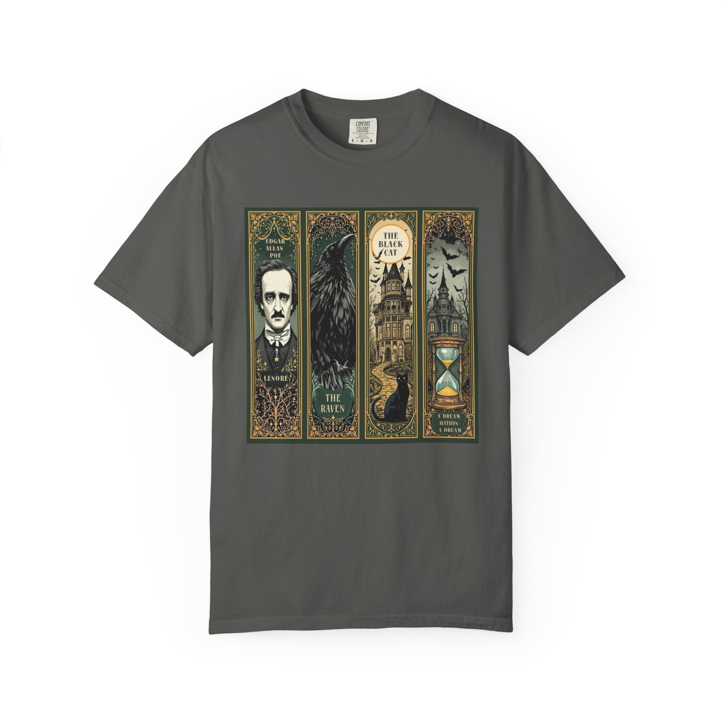 Edgar Allan Poe T-Shirt Gothic Graphic Tee The Raven Nevermore Quote Horror Literature Shirt Dark Academia Aesthetic Halloween Party Gift T-Shirt Printify Pepper S