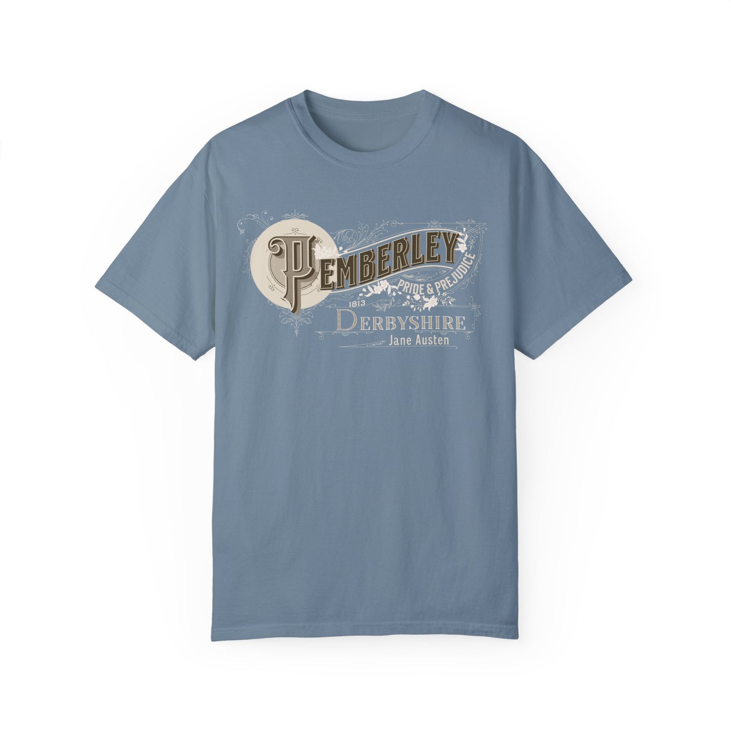 Pemberley TShirt Jane Austen Shirt Pride And Prejudice Gift For Jane Austen Fan Bookish Bookclub Gift Pemberly Derbyshire Fitzwilliam Darcy T-Shirt Printify Ice Blue S
