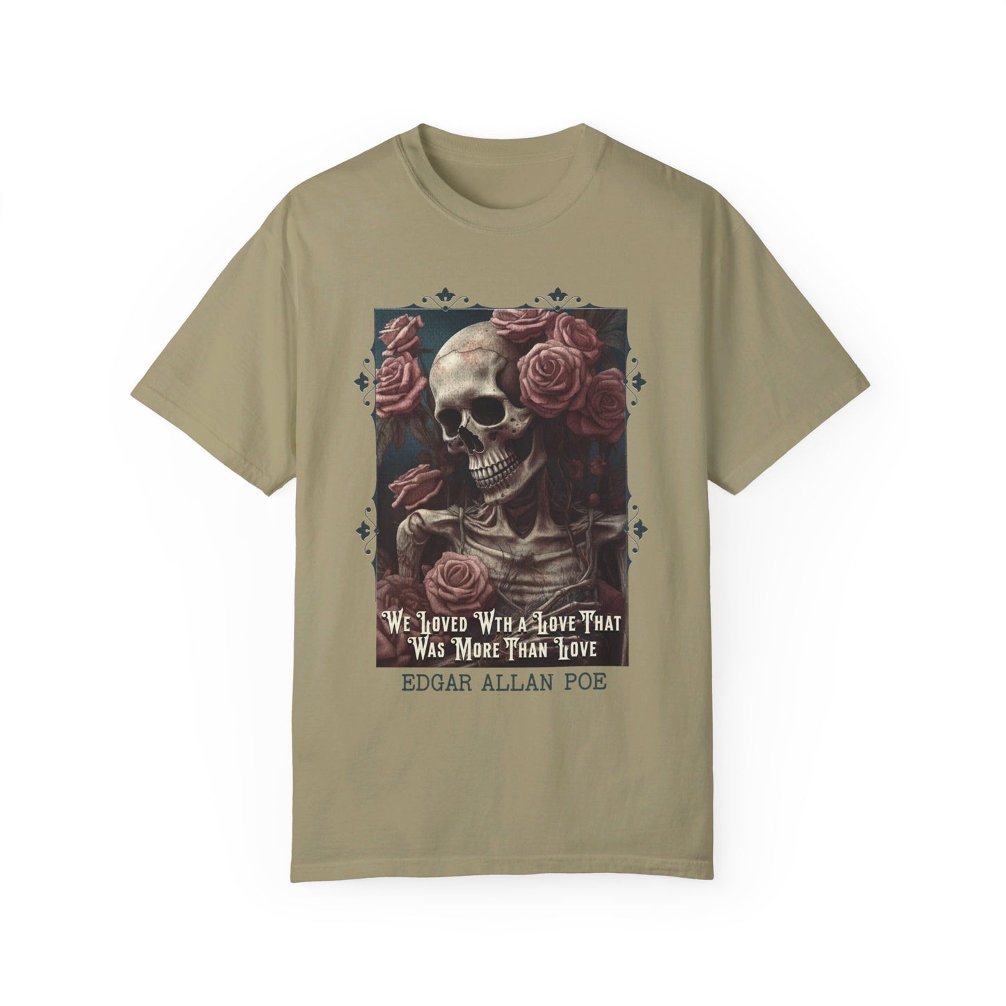 Edgar Allan Poe T-Shirt, Annabel-Lee Novel Vintage Book, Reading Lover Shirt, Halloween, Gothic, Light Academia Gift, Comfort Colours TShirt T-Shirt Printify Khaki S