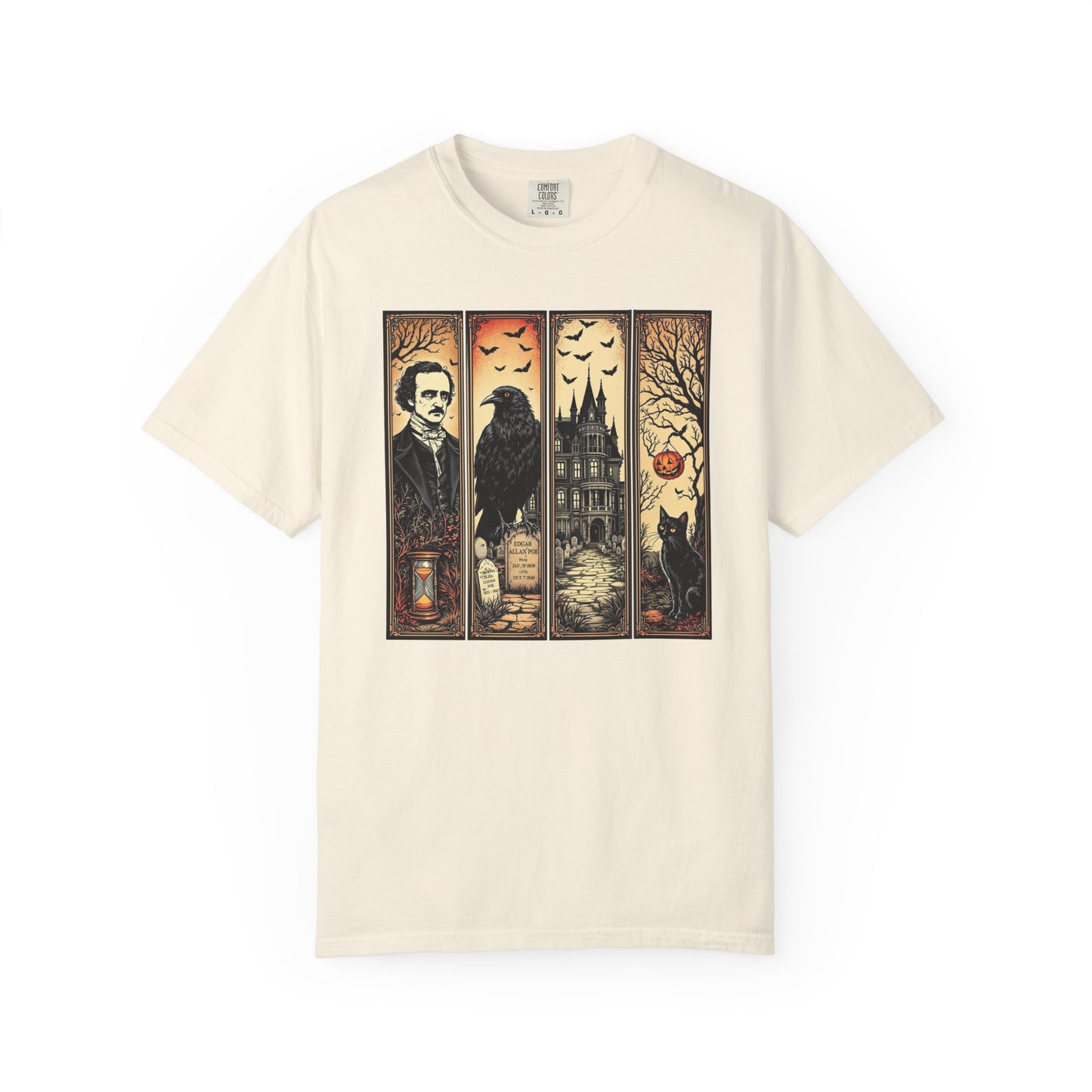 Edgar Allan Poe T-Shirt Gothic Graphic Tee The Raven Nevermore Quote Horror Literature Shirt Dark Academia Aesthetic Halloween Party Gift T-Shirt Printify Ivory S