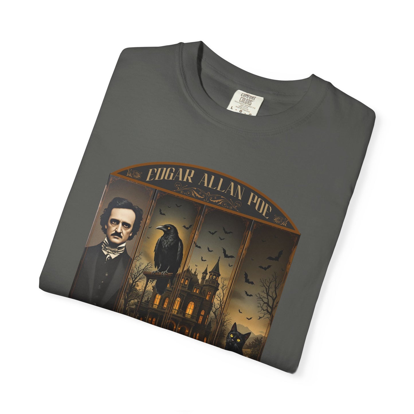 Edgar Allan Poe T-Shirt Gothic Graphic Tee The Raven Nevermore Quote Horror Literature Shirt Dark Academia Aesthetic Halloween Party Gift