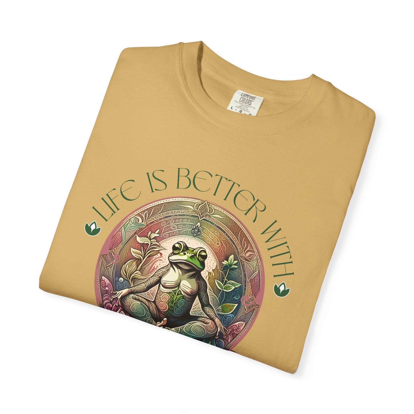 Green Yoga Frog Life Is Better With Yoga Unisex T-Shirt, Casual Wear, Highlander Fan Gift, T-Shirt Printify