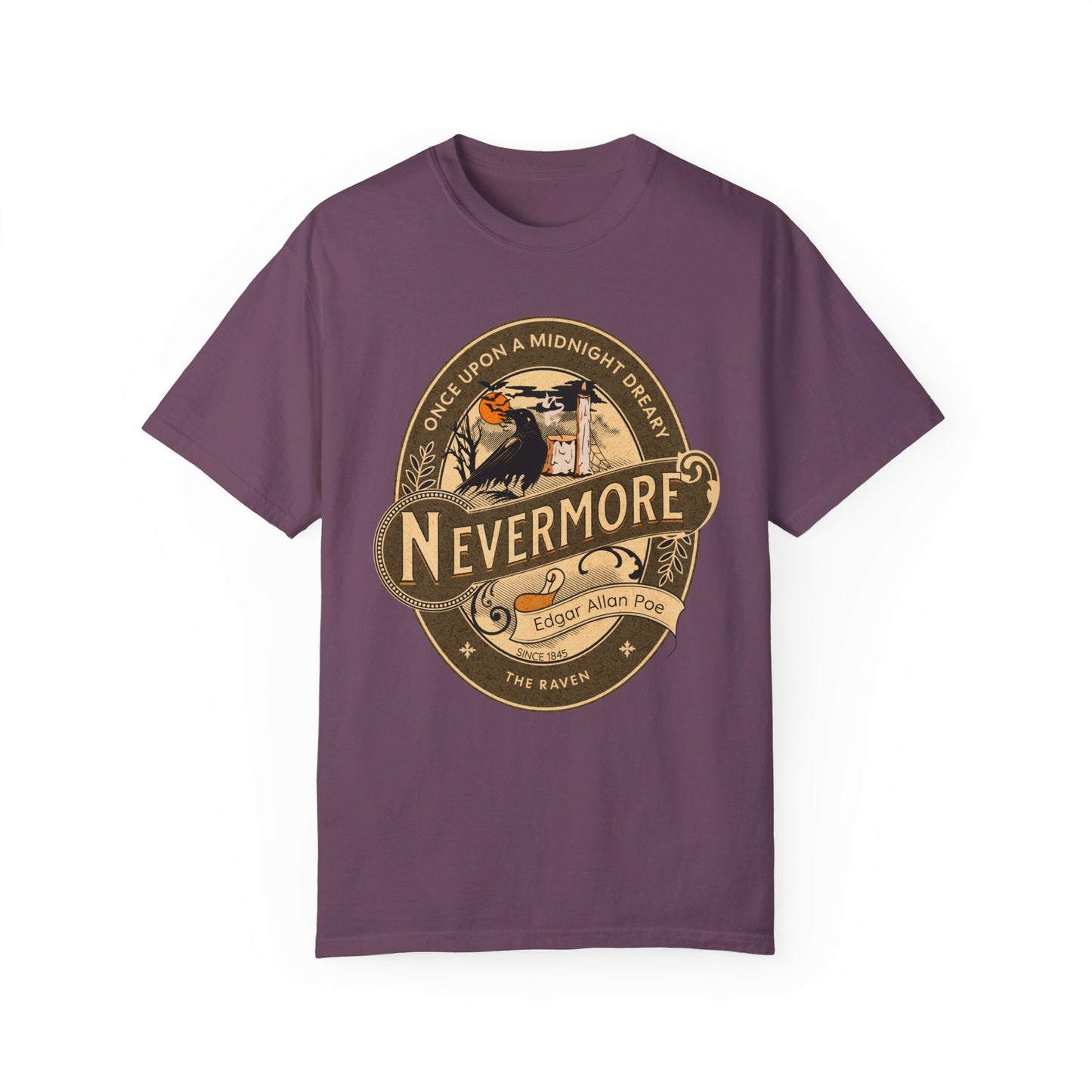 Edgar Allan Poe Shirt, Nevermore The Raven Tee, Book, Reading Lover Shirt, Halloween, Gothic, Light Academia Gifts, Comfort Colours TShirt T-Shirt Printify Berry S