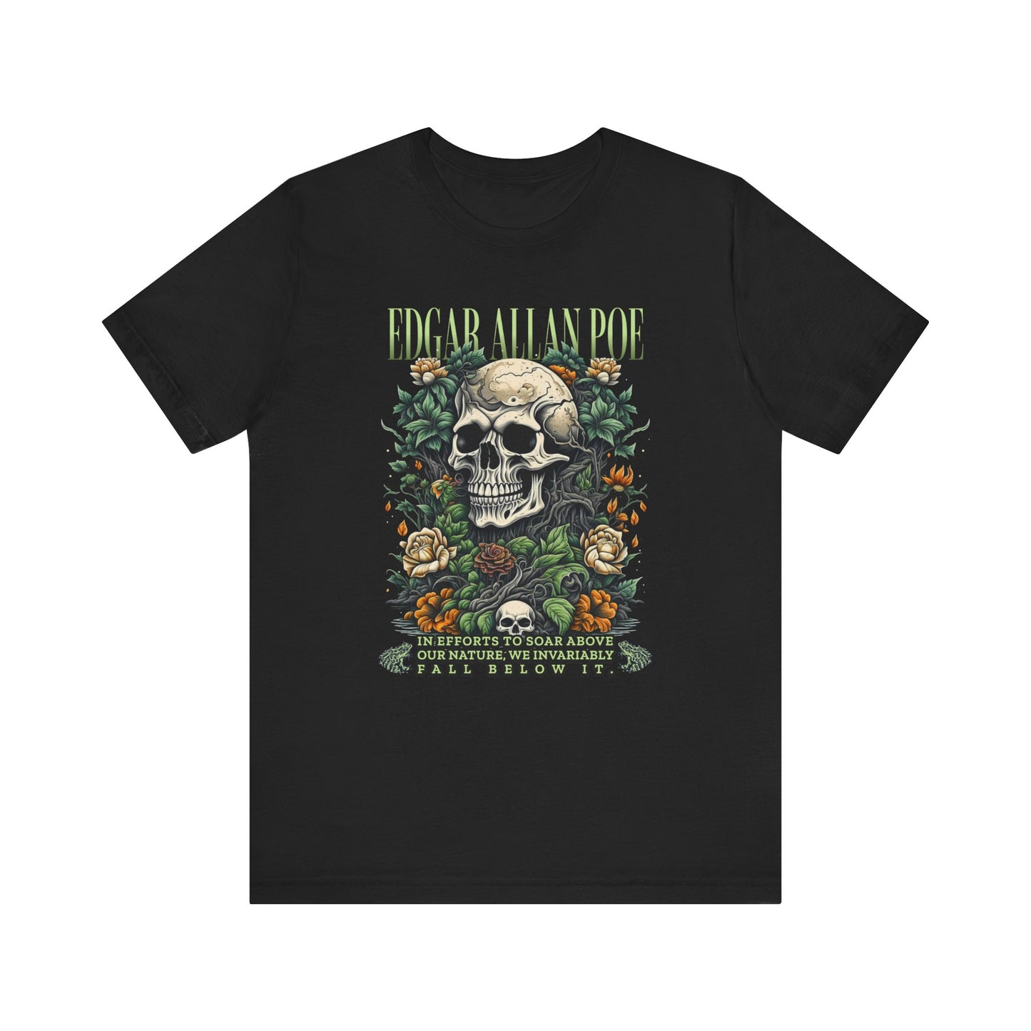 Edgar Allan Poe, Fairycore Night Garden T-Shirt, Book Lover Tee, Haunting Gothic Gift, Light, Dark Academia, Literary Poetry Bookclub Shirt T-Shirt Printify Black S