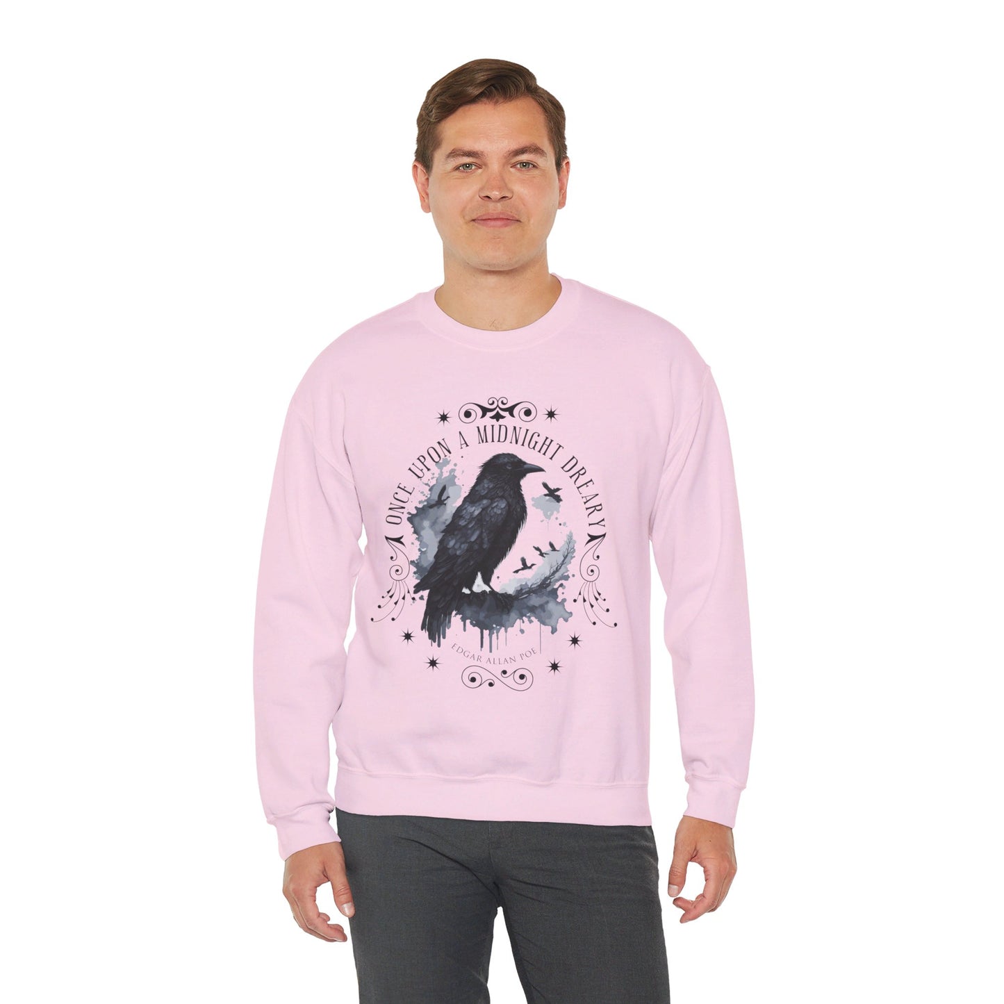 Edgar Allan Poe, The Raven Sweatshirt, Poet, Poetry Lover Sweater, Book Lover, Haunting Gothic Gift, Light, Dark Academia, Horror Movie Top Sweatshirt Printify