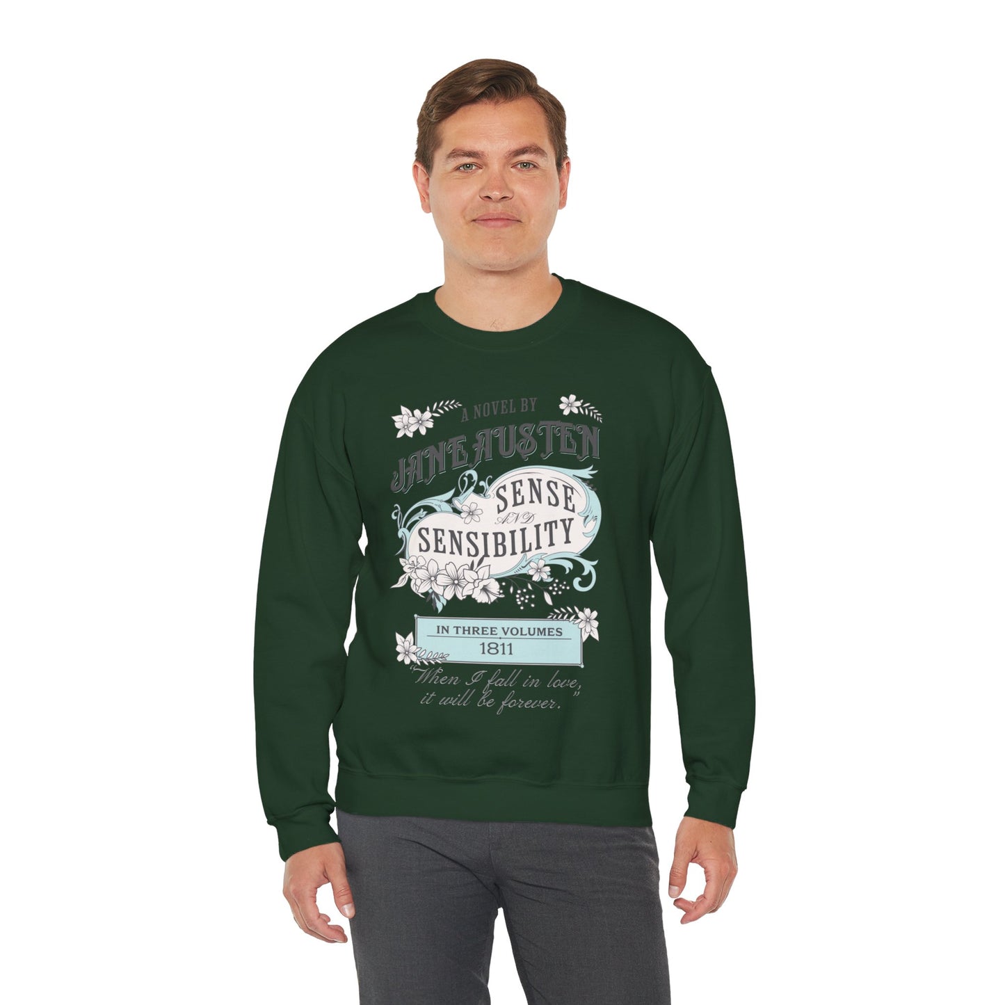 Jane Austen Sweatshirt, Sense & Sensibility Historical Romance Sweater, Bookish Literary Jane Austen Fan Art Gift, Gift for Her, Readers, Sweatshirt Printify