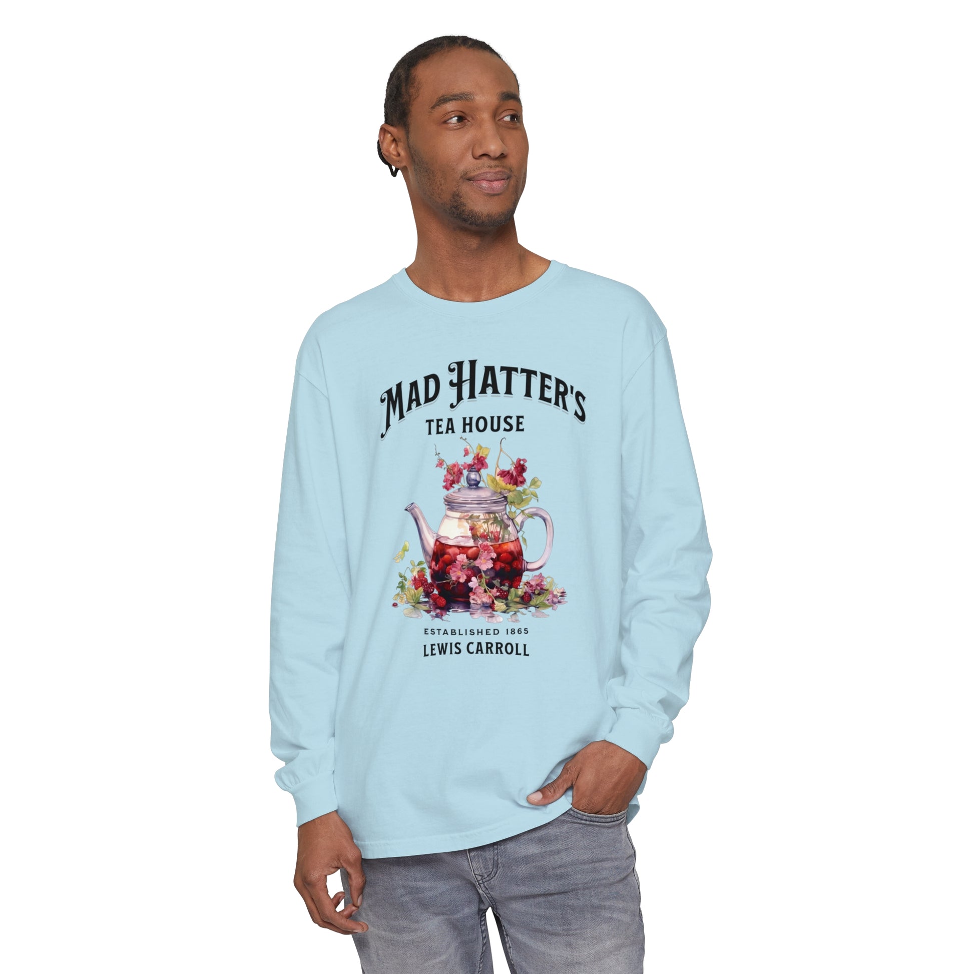Mad Hatter's Tea Long Sleeve Shirt Alice In Wonderland Lewis Carroll Whimsigoth Academia TShirt Mad Hatter Tea Party Tee Bookish Booktok Long-sleeve Printify