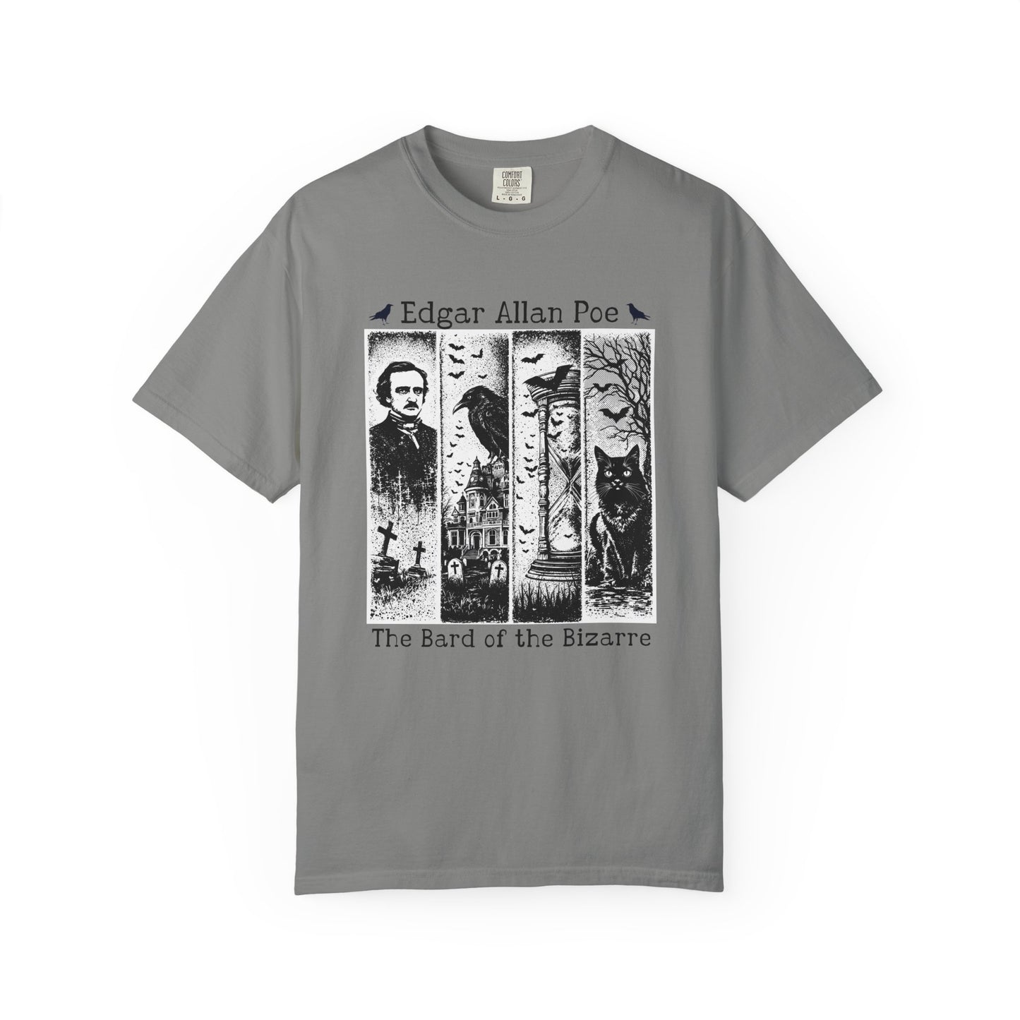 Edgar Allan Poe T-Shirt Gothic Graphic Tee The Raven Nevermore Quote Horror Literature Shirt Dark Academia Aesthetic Halloween Party Gift T-Shirt Printify Granite S