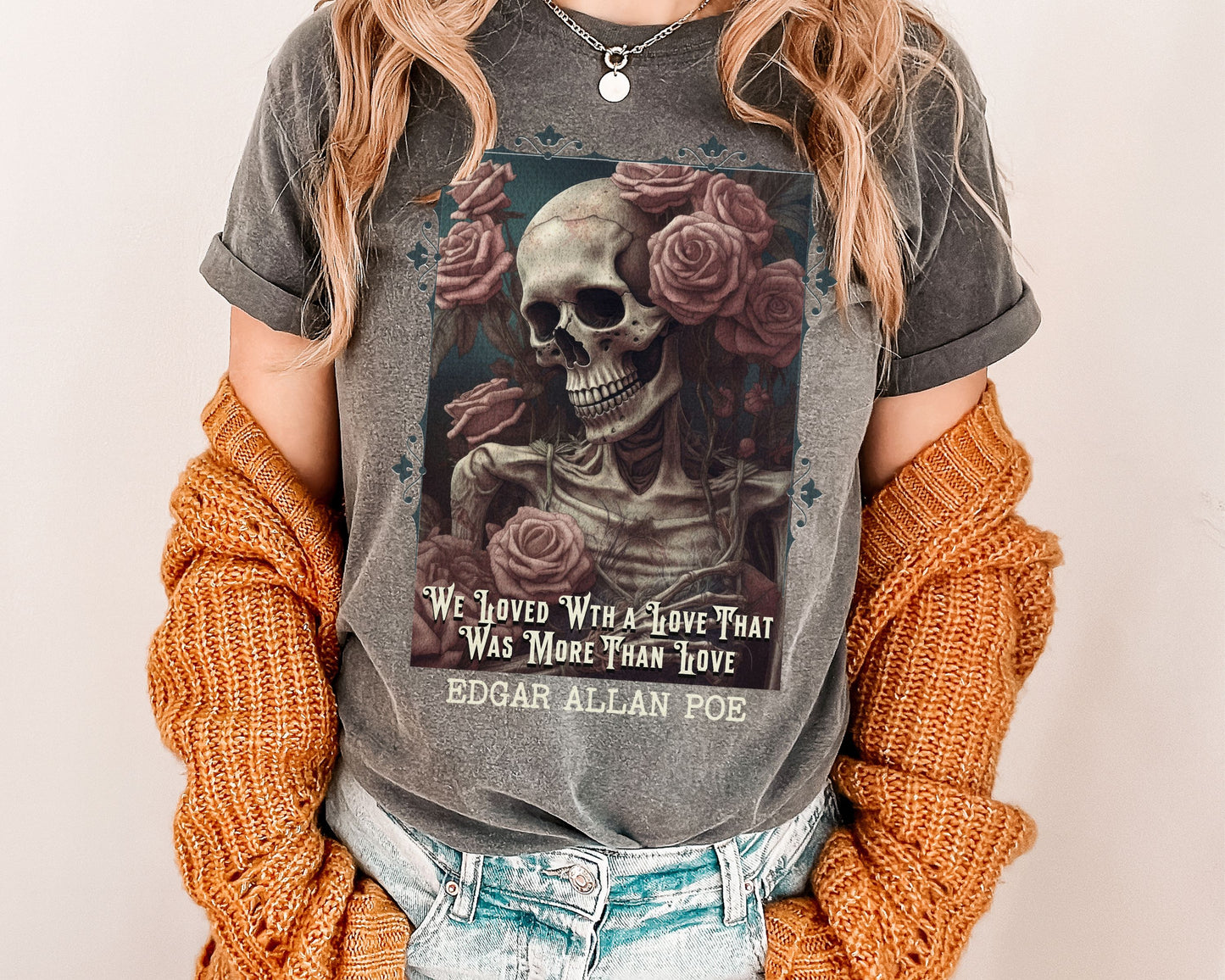 Edgar Allan Poe T-Shirt, Annabel-Lee Novel Vintage Book, Reading Lover Shirt, Halloween, Gothic, Light Academia Gift, Comfort Colours TShirt T-Shirt Printify