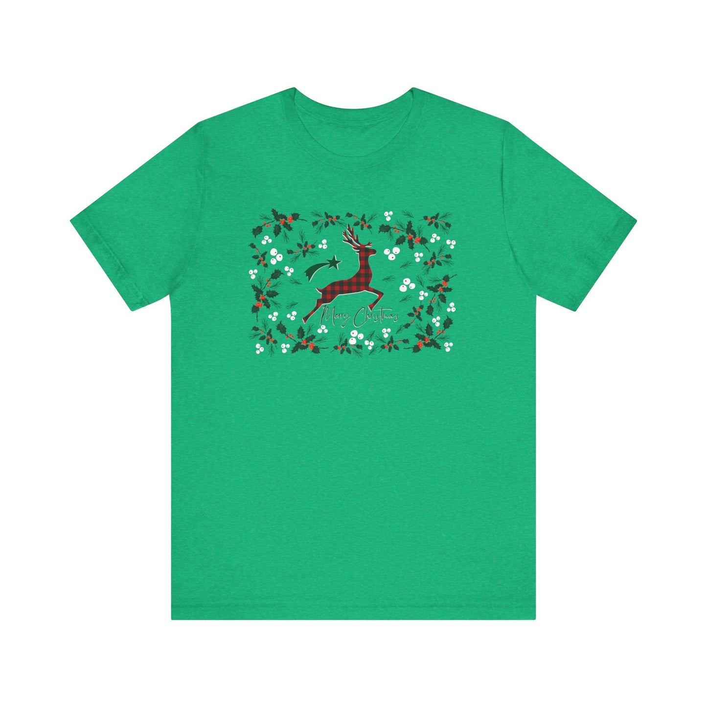 Merry Christmas Plaid Reindeer Shirt, Country Reindeer Shirt, Christmas Family Shirt, Christmas Shirt, Merry Christmas Shirt, Christmas Gift T-Shirt Printify Heather Kelly XS