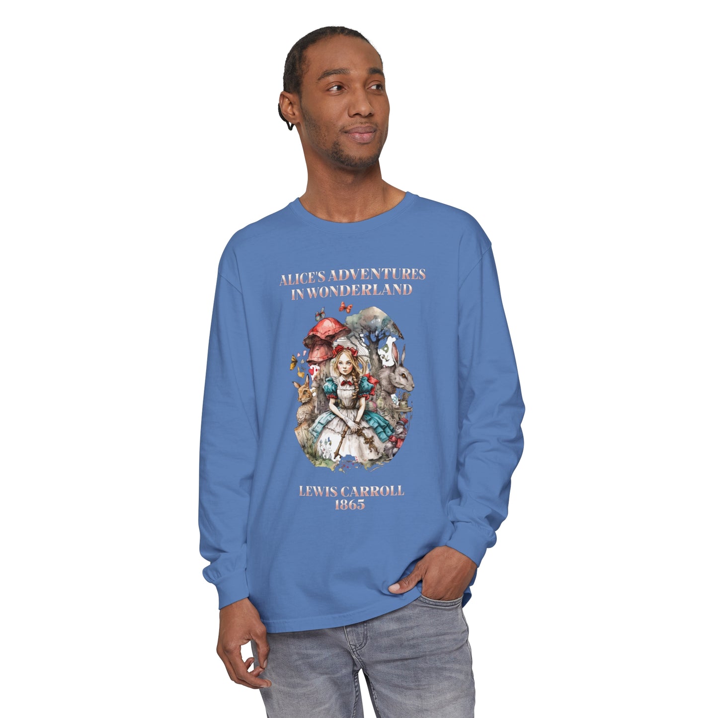 Alice in Wonderland Vintage Long Sleeve Shirt, Lewis Carroll Dark Academia TShirt, Mad Hatter Tea Party Queen of Hearts Bookish Booktok Gift Long-sleeve Printify