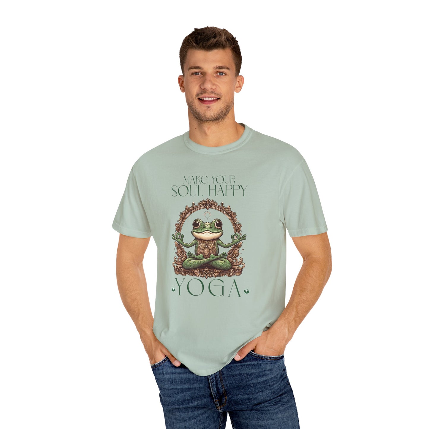 Green Yoga Frog Make Your Soul Happy Unisex T-Shirt, Casual Wear, Highlander Fan Gift,