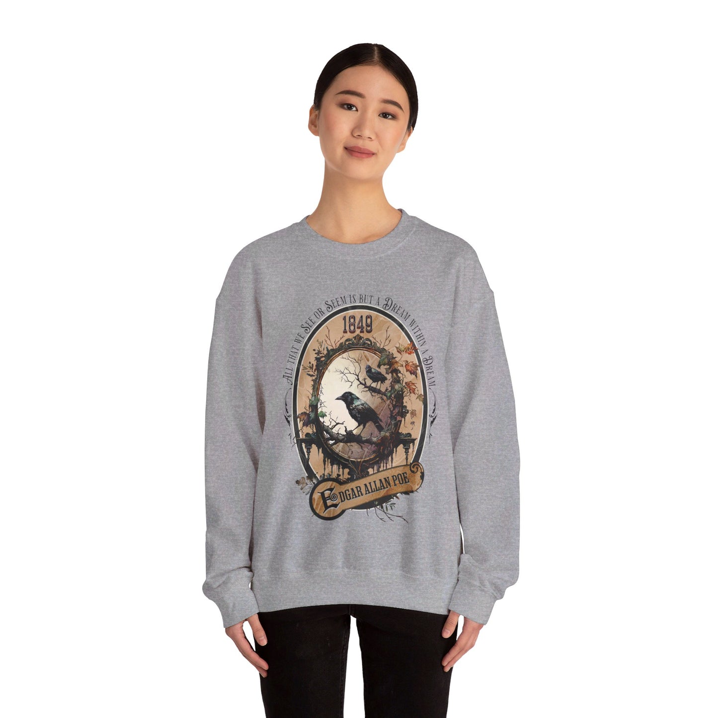 Edgar Allan Poe, A Dream Within A Dream Sweatshirt, Book Lover, Halloween, Haunting Gothic Gift, Light, Dark Academia, Horror Movie Sweater Sweatshirt Printify
