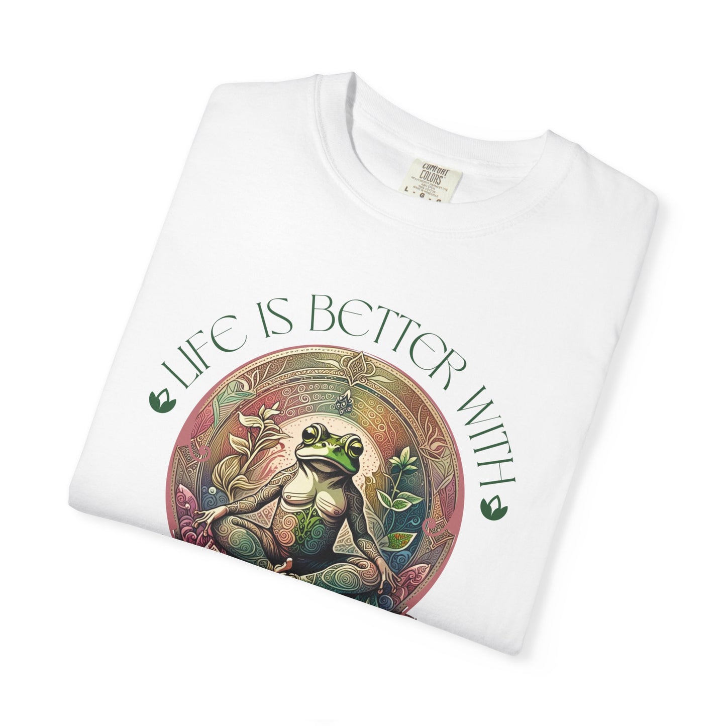 Green Yoga Frog Life Is Better With Yoga Unisex T-Shirt, Casual Wear, Highlander Fan Gift, T-Shirt Printify