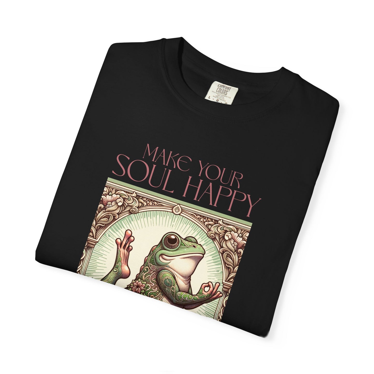 Yoga Frog Make Your Soul Happy Pink Unisex T-Shirt, Casual Wear, Highlander Fan Gift, Comfortable Graphic Tee