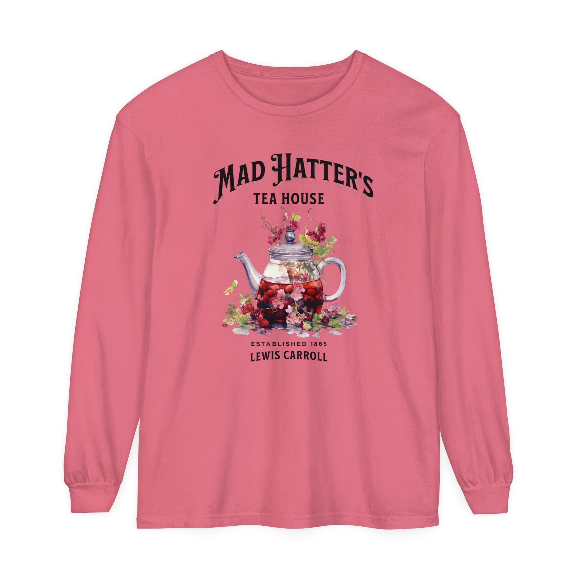 Mad Hatter's Tea Long Sleeve Shirt Alice In Wonderland Lewis Carroll Whimsigoth Academia TShirt Mad Hatter Tea Party Tee Bookish Booktok Long-sleeve Printify Watermelon S