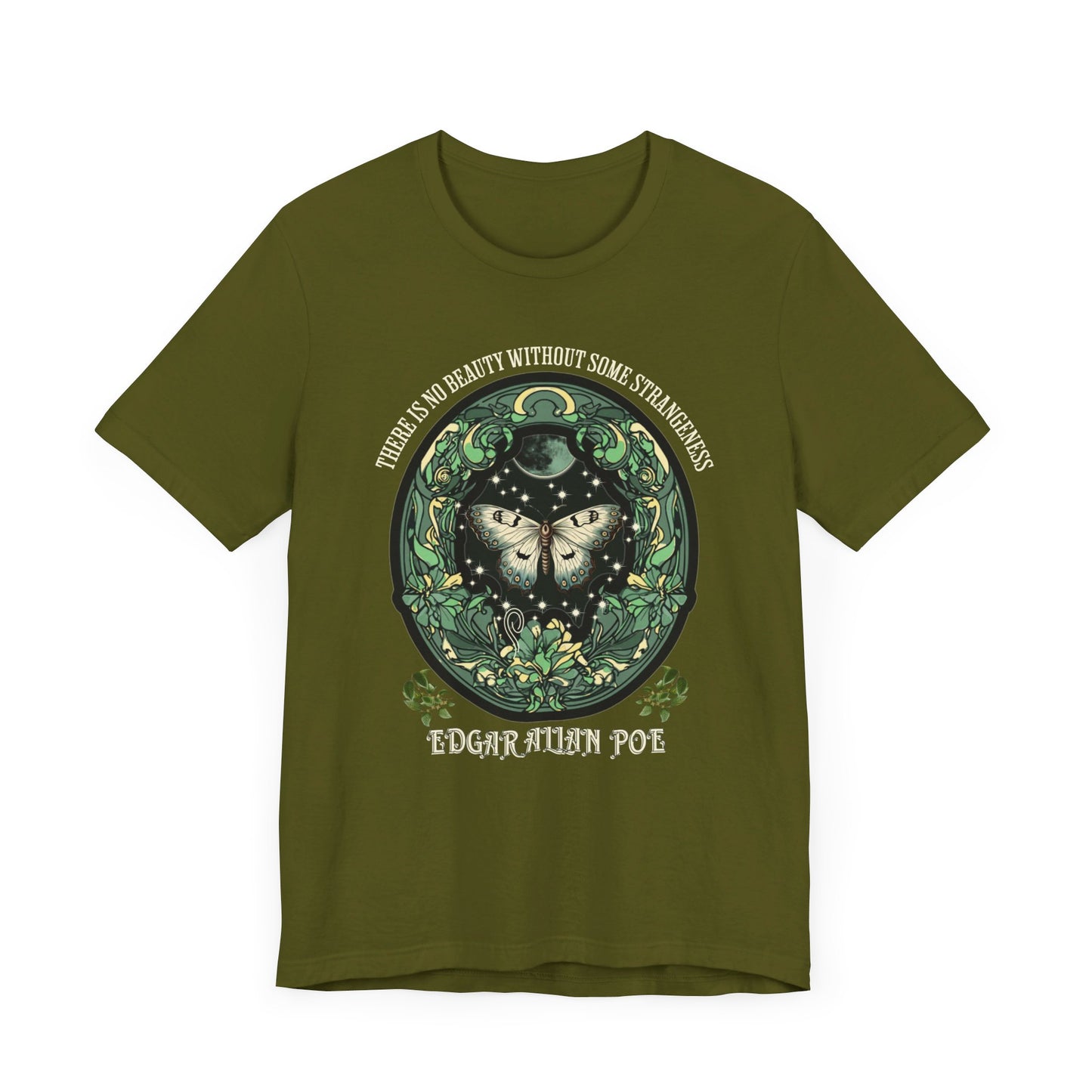 Edgar Allan Poe, Fairycore Night Garden T-Shirt, Book Lover Tee, Haunting Gothic Gift, Light, Dark Academia, Literary Poetry Bookclub Shirt T-Shirt Printify