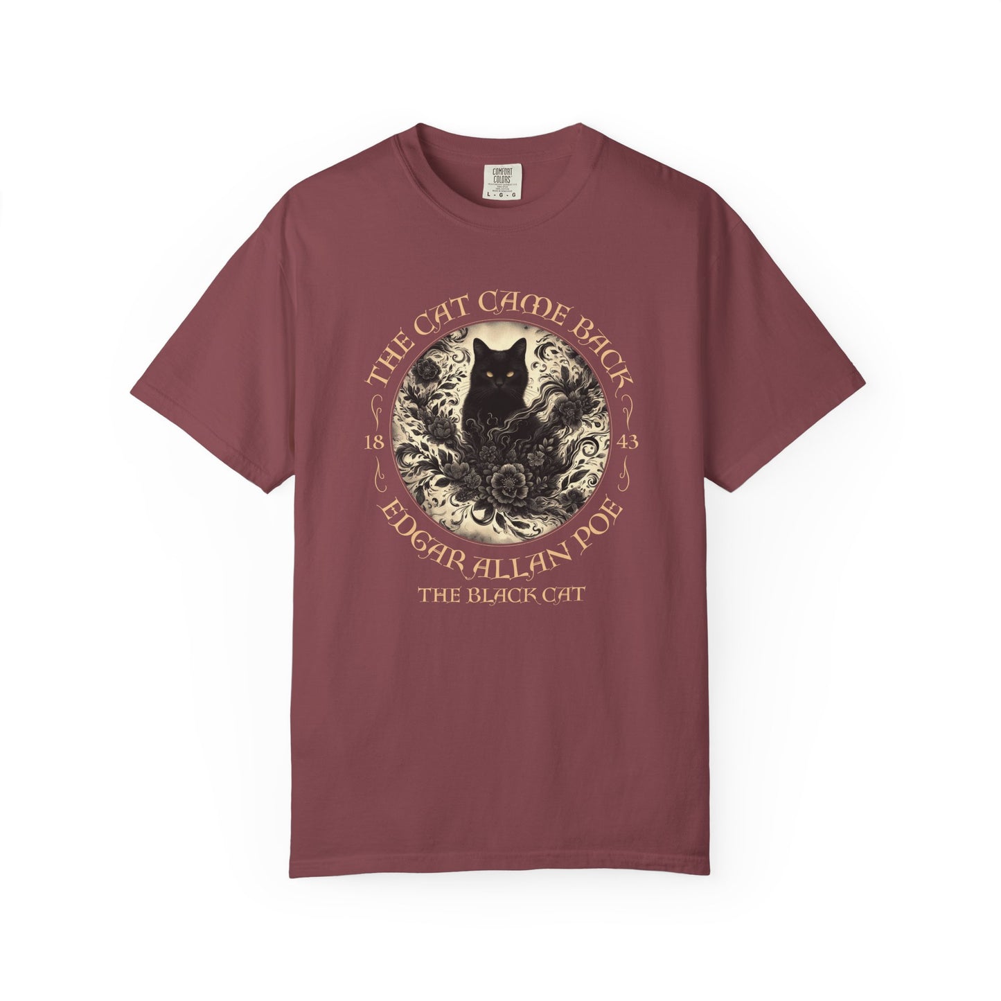 Gothic Cat TShirt Edgar Allan Poe The Black Cat Dark Academia Cottagecore Aesthetic Book Lover Gift Haunting Apparel Halloween Fall Tee T-Shirt Printify